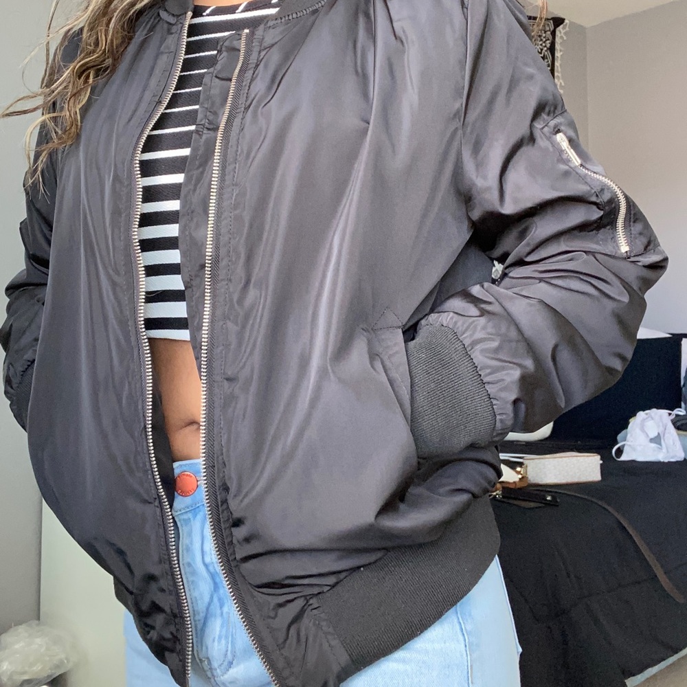 Black Bomber Jacket - Picture 3 of 3
